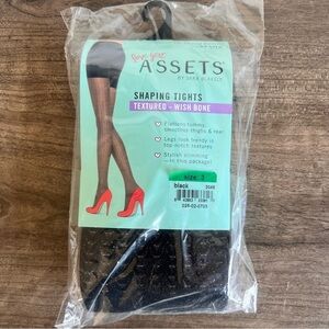 Love Your Assets by SPANX Black Textured Wish Bone Shaping Tights Size 3
